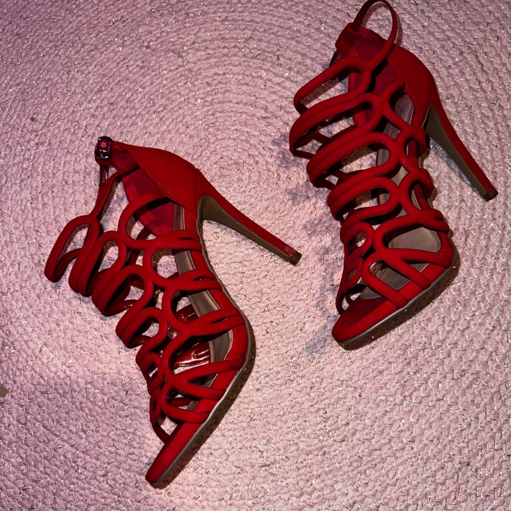 Red strappy High Heels by ‘Y•Not’